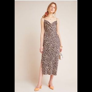 Leopard Print Bias Slip Dress by Anthropologie- Lg